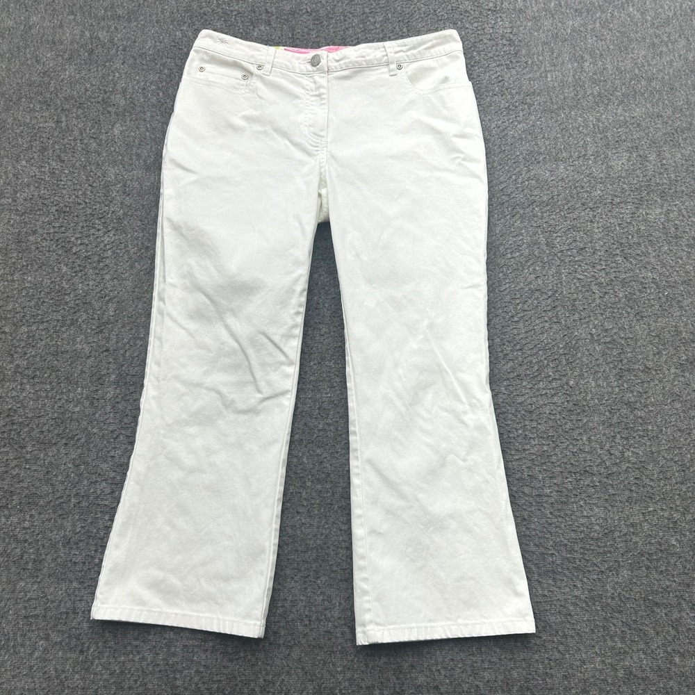 Lilly Pulitzer White Straight Leg Flat Front Cropped Pants Size 4 VTG Preppy y2k